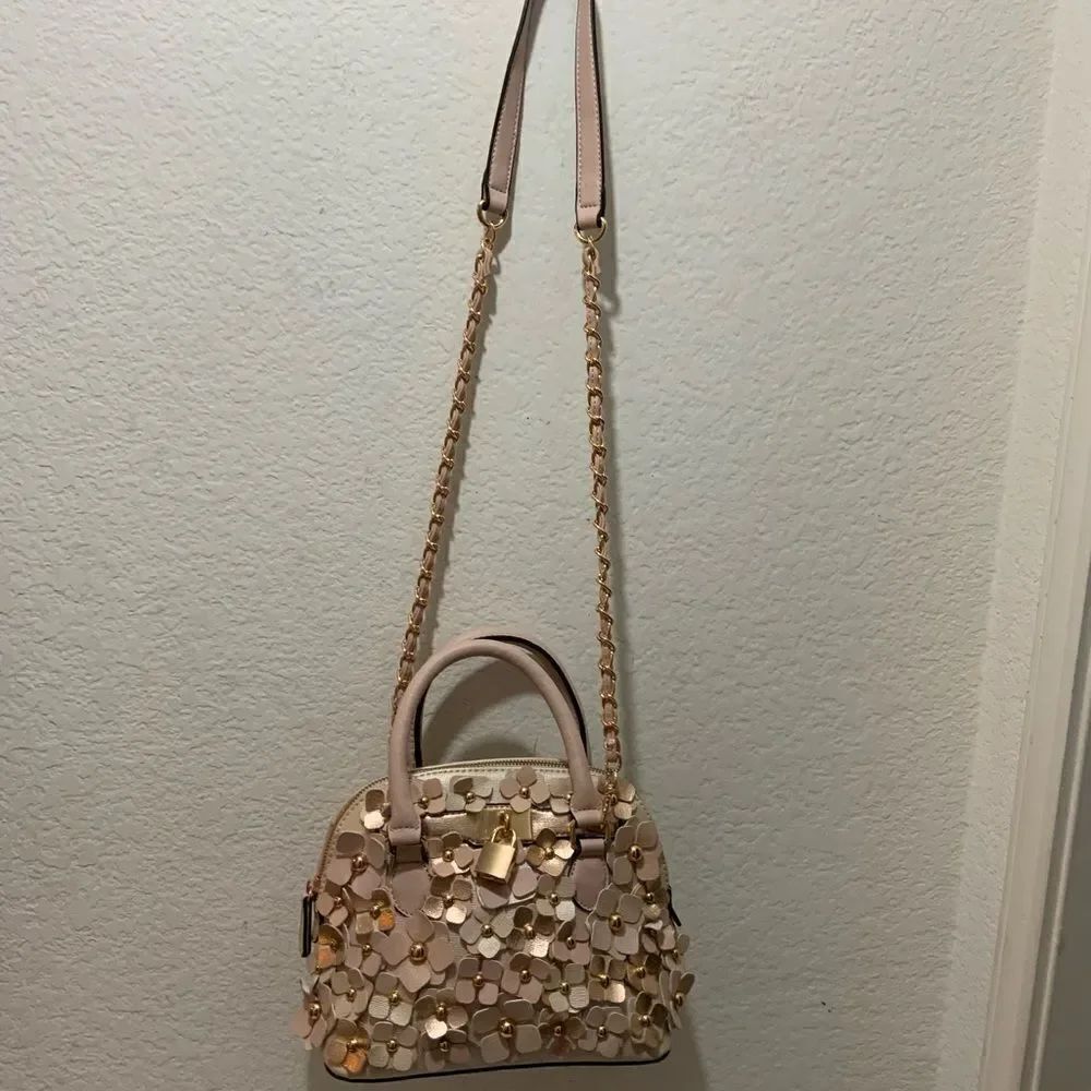 New Aldo FloralΒ TopβHandle Handbag crossbody pale pinkβmetallic